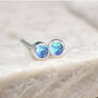 Mini Sterling Silver Blue Opal Stud Earrings, thumbnail 5 of 10