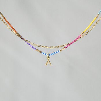 Boho Initial Gold And Beaded Double Strand Necklace, 3 of 6