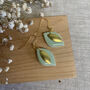 Ceramic Mint Leaf Dangle Earrings Gold Plated, thumbnail 6 of 6
