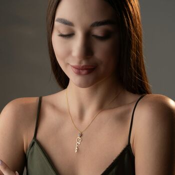 Vertical Name Necklace With Heart Birthstone, 6 of 9