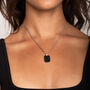 Mixed Pave Dog Tag Pendant In Rhodium Plated Sterling Silver And Black Spinel Stones, thumbnail 4 of 10