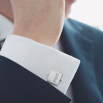 Sterling Silver Monogram Cufflinks. Personalised Wedding Cufflinks, 5 of 12