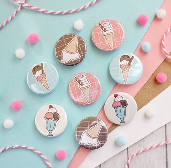 Cute Ice Cream Badges, Pack Of Four, 2 of 3