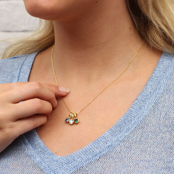 Mother And Child Gold Birthstone Necklace, 2 of 4