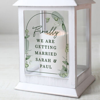 Personalised Botanical Wedding White Lantern, 4 of 6