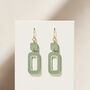 Green And Cream Rectangle Earrings, thumbnail 3 of 7
