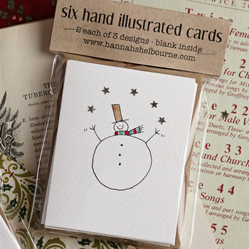 Pack Of Six Snowmen With Stars Cards, 5 of 6