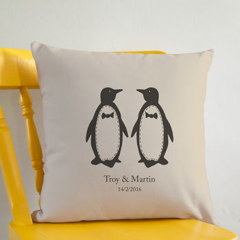 Personalised Penguin Pairs Cushion, 4 of 5