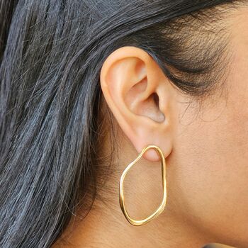 Organic Shaped Hoops Gold, 2 of 9