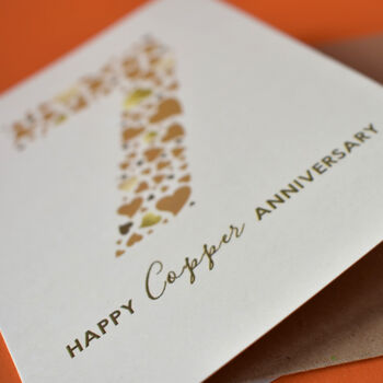Love Hearts Copper 7th Anniversary Card, 3 of 4