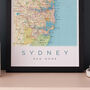 Framed And Personalised Sydney Australia Map Print, thumbnail 2 of 6