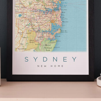 Framed And Personalised Sydney Australia Map Print, 2 of 6