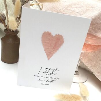 12th Silk Heart Personalised Wedding Anniversary Card, 3 of 5