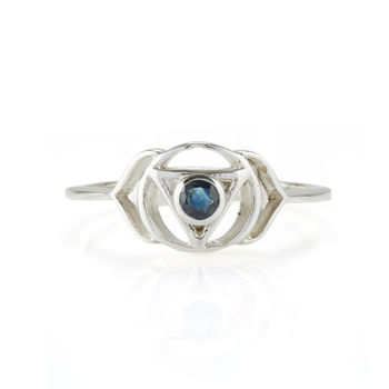 Third Eye Chakra Sapphire Ring Silver Or Gold Plated, 4 of 12