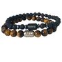 Men's Arsenal Beaded Tiger's Eye And Lave Rock Bracelet Duo, thumbnail 1 of 6