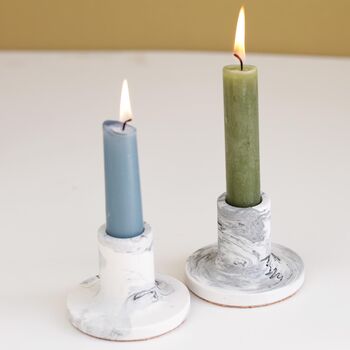 A Pair Of Marbled Jesmonite Candle Holders, 4 of 7