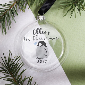 First Christmas Baby Penguin Christmas Bauble, 7 of 12