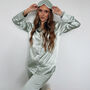 Sage Embroidered Satin Bridal Pyjamas Long, thumbnail 1 of 6