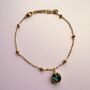 18k Gold Plated Green Jewelled Anklet, thumbnail 1 of 2
