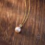 Natural Pearl And Cz Bezel Necklace In Sterling Silver, thumbnail 3 of 10