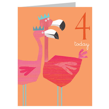 Mini Flamingos 4th Birthday Card, 2 of 4