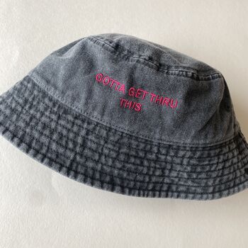 Personalised Slogan Vintage Denim Bucket Hat, 9 of 12