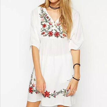 Embroidered Smock Dress, 4 of 12