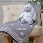 Personalised Grey Star Baby Blanket And Bashful Bunny, thumbnail 1 of 4