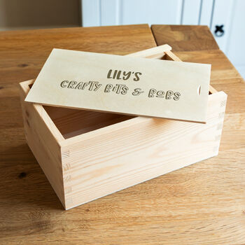 Personalised Arts And Crafts Box With Sliding Lid, 3 of 5