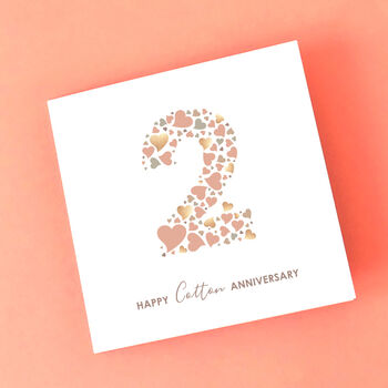 Love Hearts Cotton 2nd Anniversary Card, 2 of 2