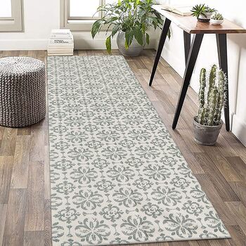 Grey Green Printed Extra Long Cotton Runner, 6 of 7