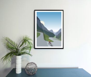 The Winding Climb Cycling Landscape Art Print, 3 of 3