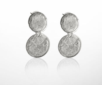 Textured Drop Earrings In Sterling Silver, 2 of 4
