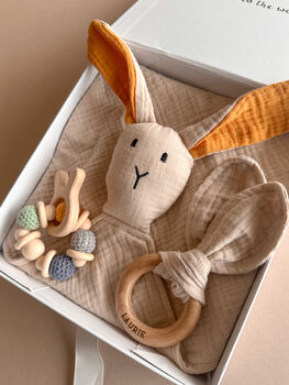 Bunny Muslin New Baby Gift Set In Keepsake Box, 6 of 12