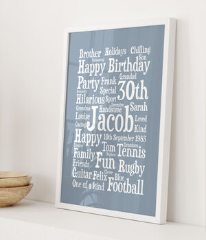 Personalised 30th Birthday Word Art Gift, 4 of 4