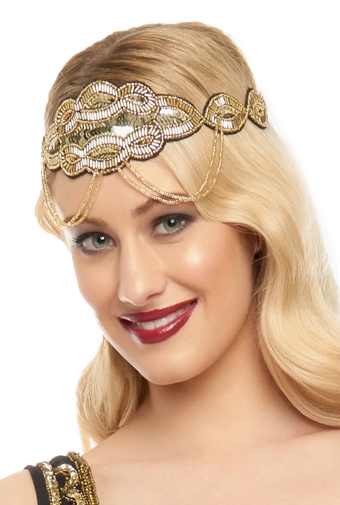 Ritz Hand Embellished Flapper Headband By Gatsbylady London