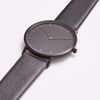 Classic Black Vegan Leather Watch, 4 of 12