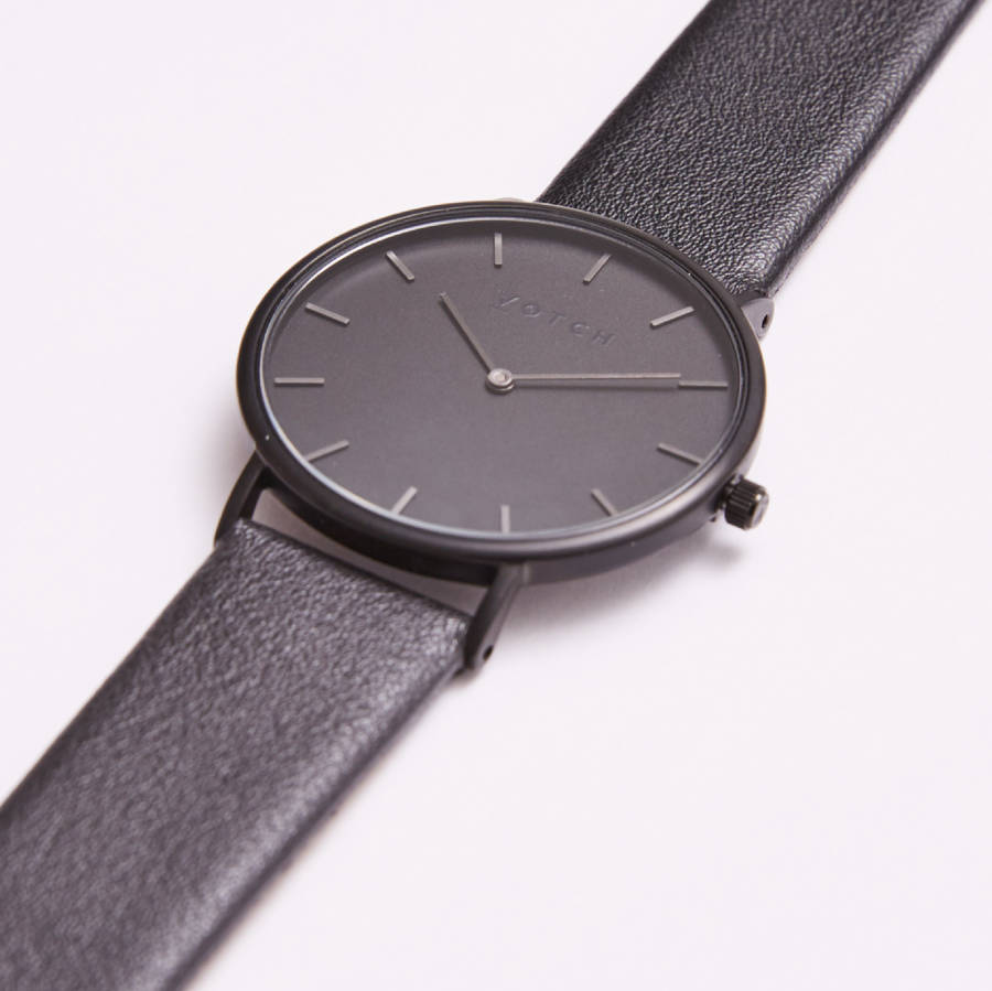 classic black vegan leather watch by votch | notonthehighstreet.com