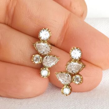 Pear Diamond Cluster Earrings, 3 of 4