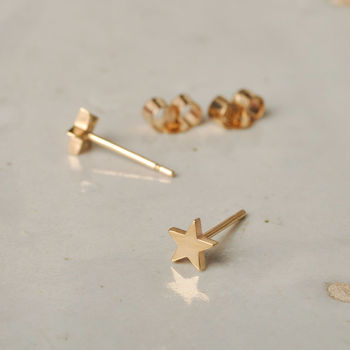 Little Solid Gold Star Studs, 5 of 7