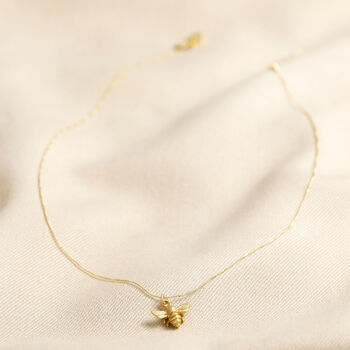 Delicate Tiny Gold Plated Bumblebee Pendant Necklace, 4 of 4