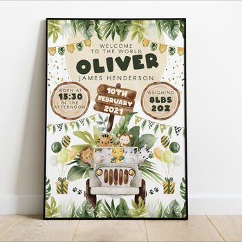 Personalised Keepsake Birth Print Jungle Fun, 3 of 6