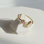 Pink Tourmaline And Rose Quartz Gold Vermeil Ring, thumbnail 3 of 6