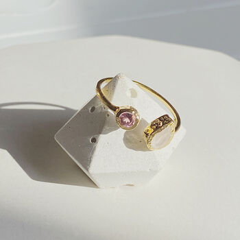 Pink Tourmaline And Rose Quartz Gold Vermeil Ring, 3 of 6