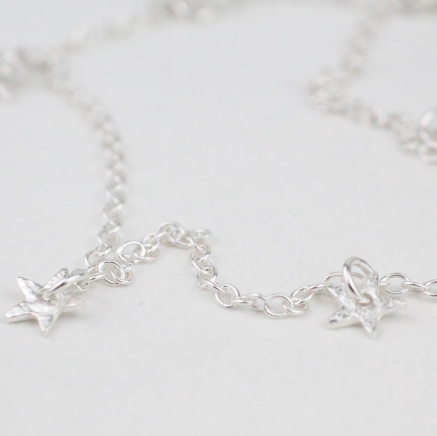 Sterling Silver Star Charm Anklet By Lucy Kemp Silver Jewellery
