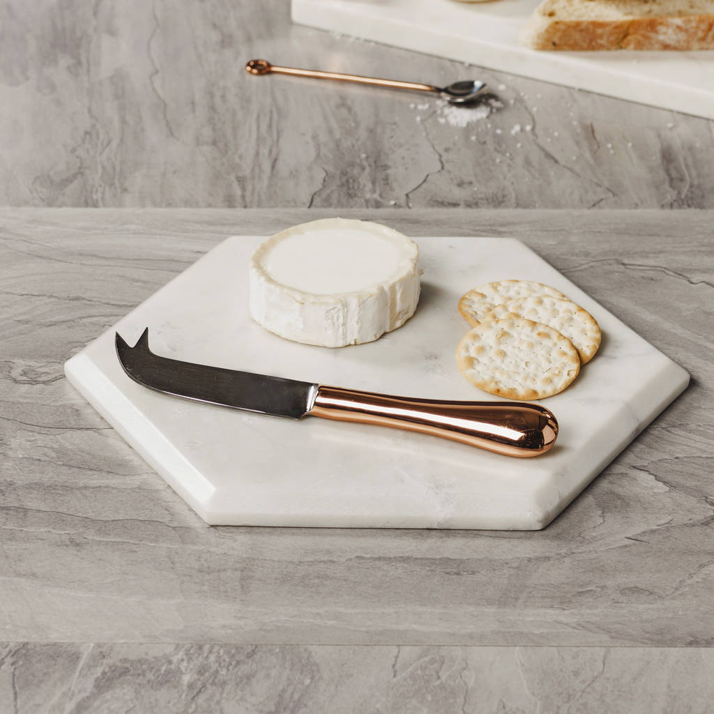 hexagonal marble board with copper cheese knife by marquis & dawe ...