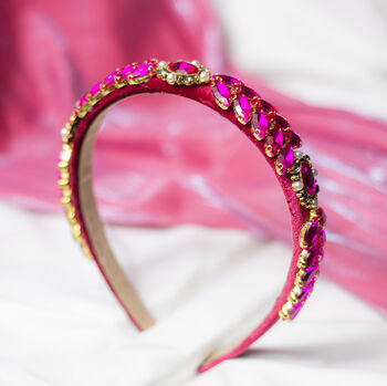 Leaf Diamante Gem Headband In Pink, 2 of 4