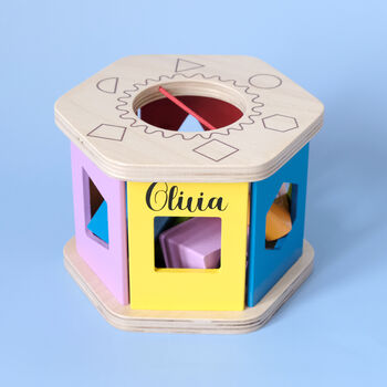 Personalised Shake And Match Shape Sorter Wooden Toy, 2 of 3