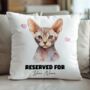 Personalised Devon Rex Cat Reserved For Cushion Cover, thumbnail 2 of 2