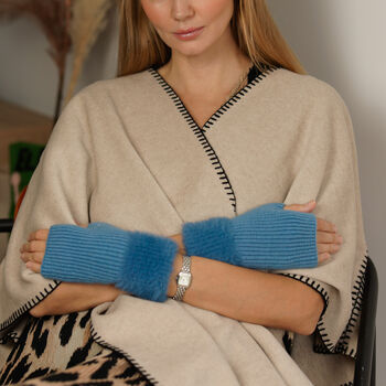 Fluffy Cuff Fingerless Gloves Alpaca Wool Blend – Four Colourways, 9 of 12